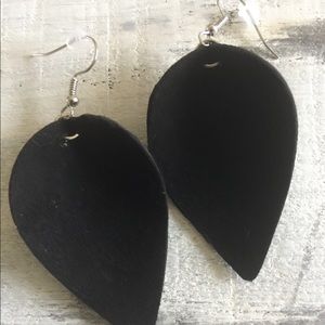 Joanna Gaines Style Genuine Black Suede Earrings